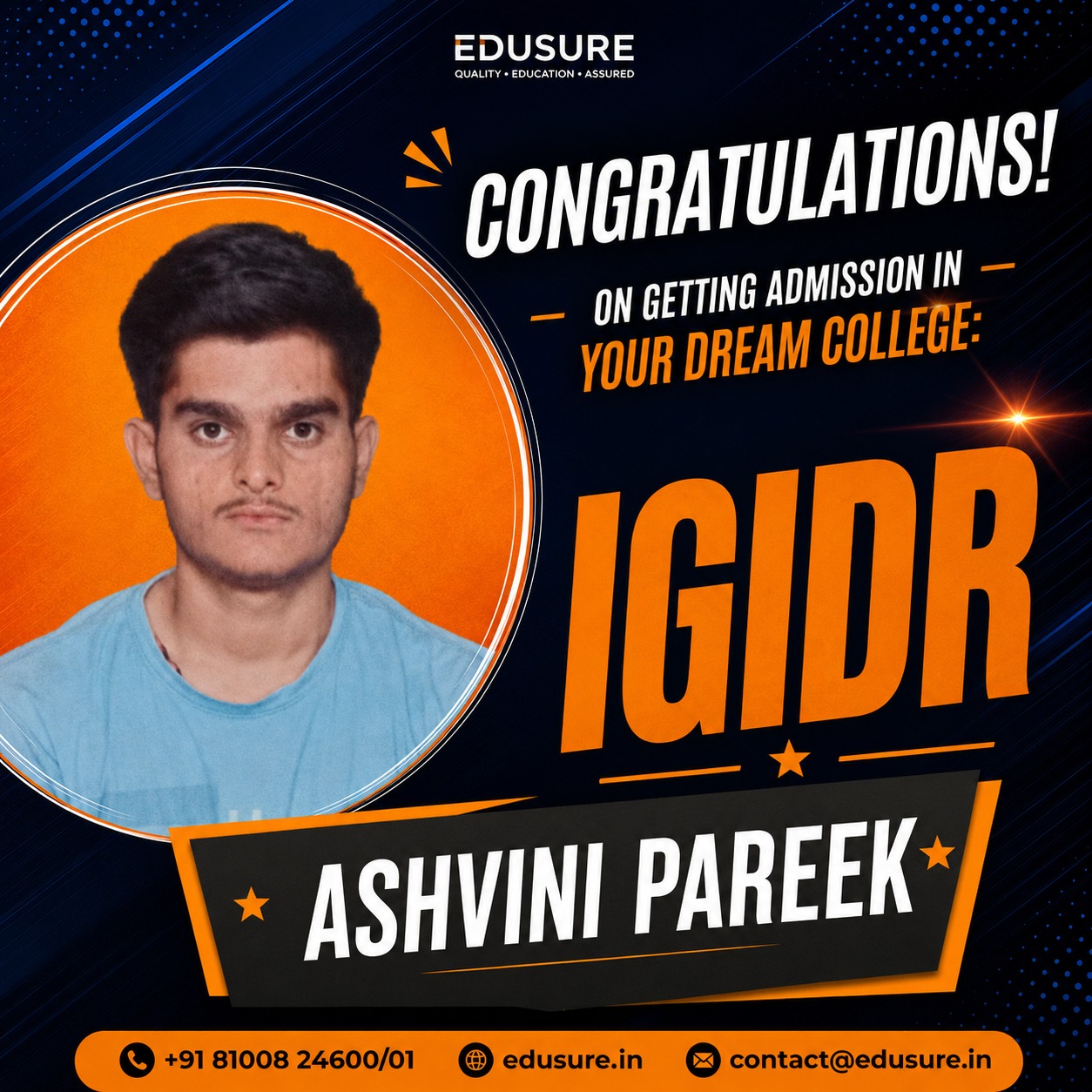 igidr ashvini pareek selected