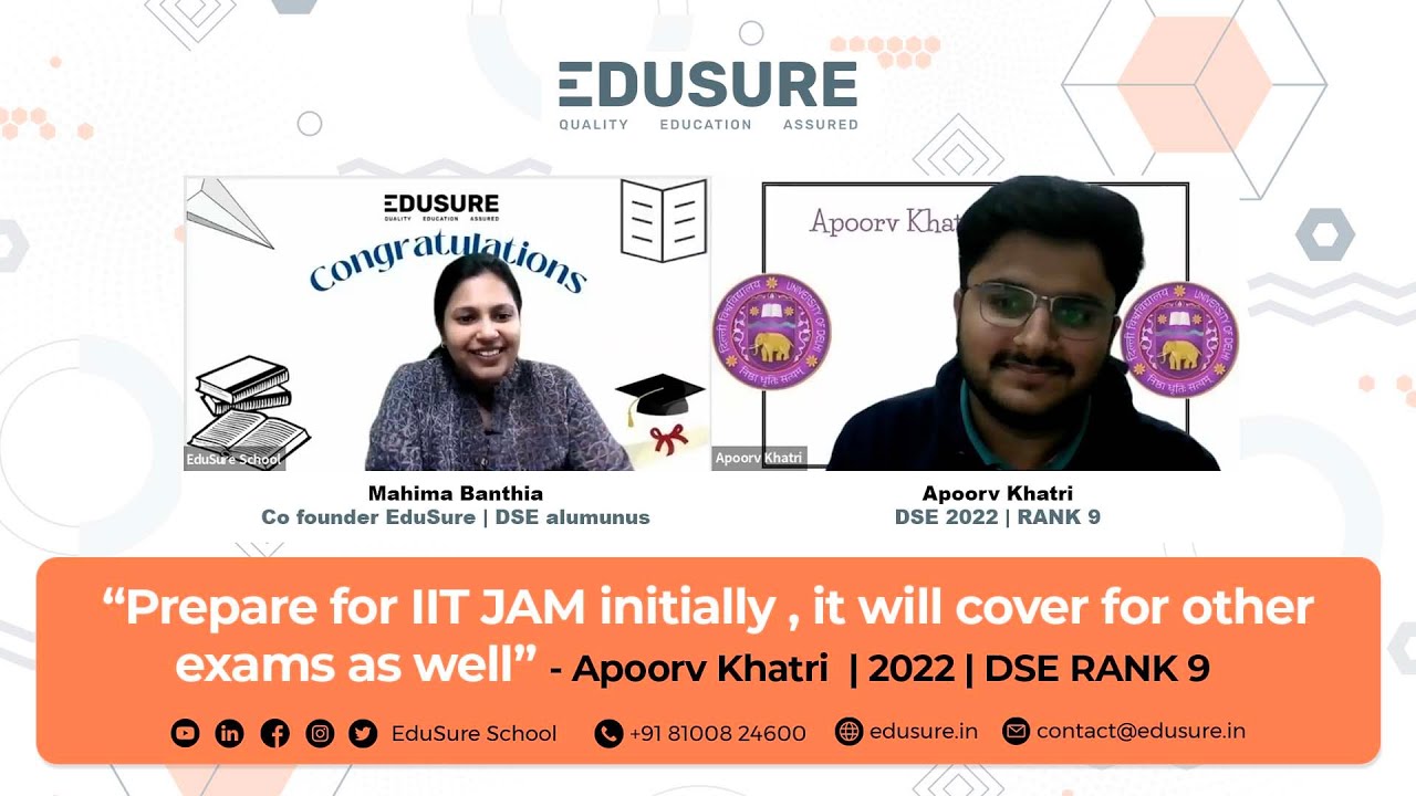 DSE 2022 Rank 9- Aproov Khatri-Prepare for IIT JAM well, it will cover for the rest of the exams!